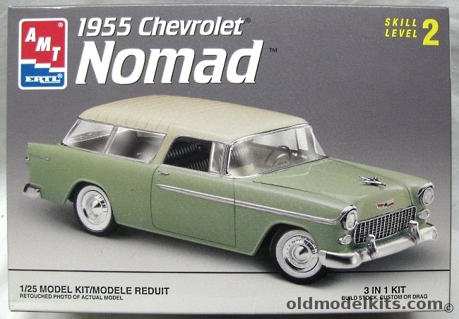 AMT 1/25 1955 Chevrolet Nomad - 3 in 1 Kit - Stock Wagon / Drag Wagon / Custom Pickup Truck, 8320 plastic model kit